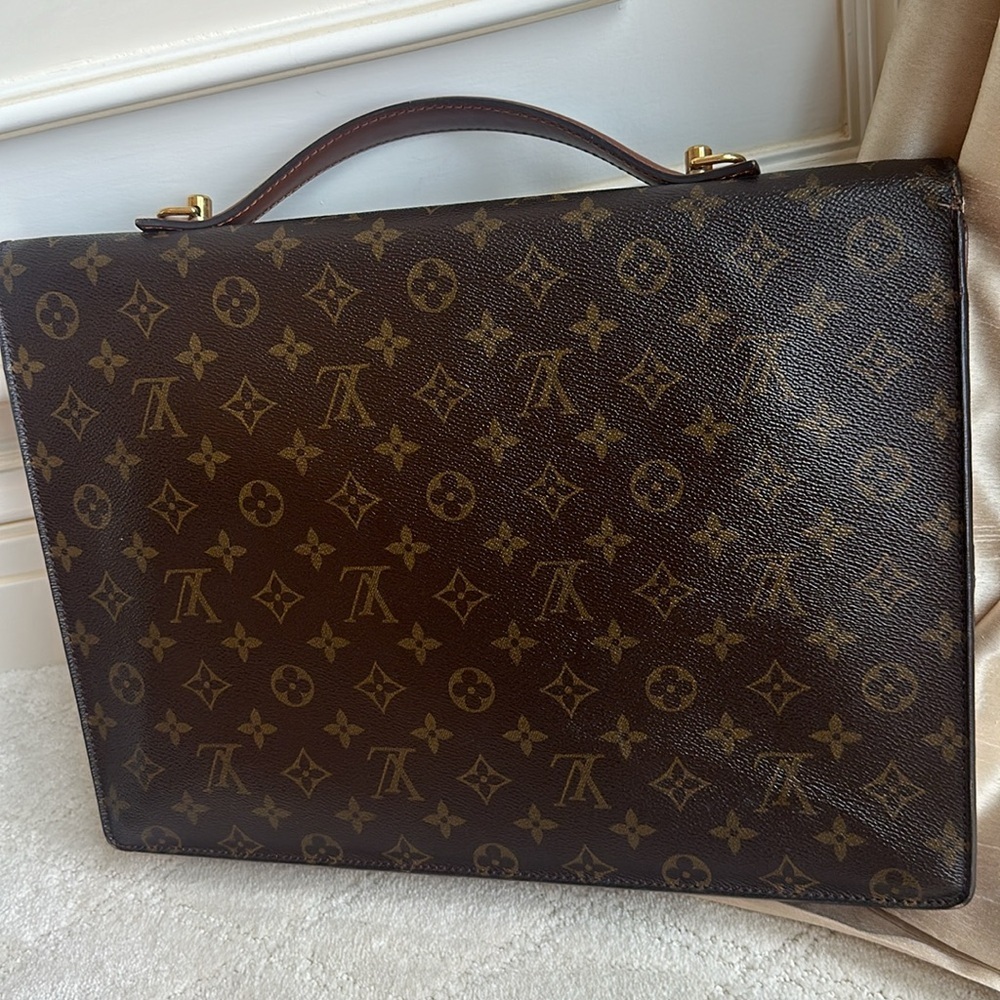 Louis Vuitton Monogram Brown Gold Briefcase Bag Office Business Professional - Picture 4 of 9